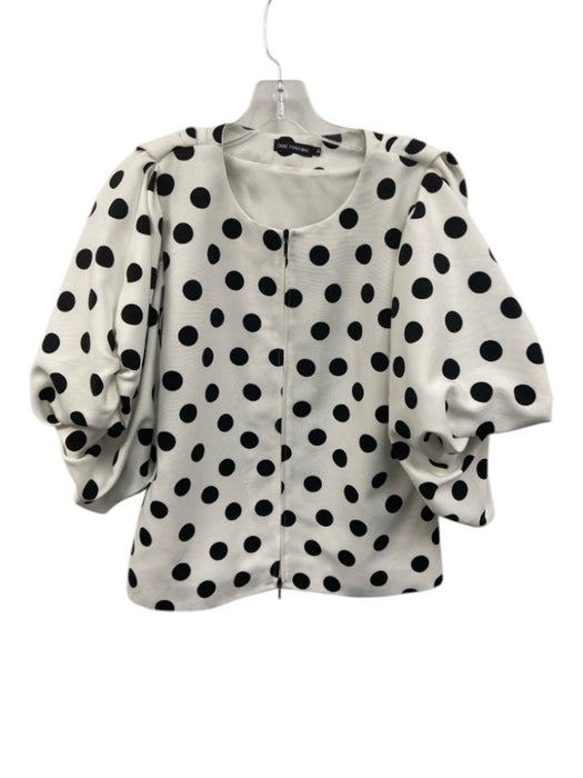 Anne Fontaine Size M / 42 White & Black Polyester Puff Sleeves Polka Dot Jacket White & Black / M / 42