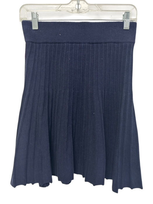 Pomander Place Size Medium Navy Blue Cotton Blend Elastic Waist Ribbed Skirt Navy Blue / Medium