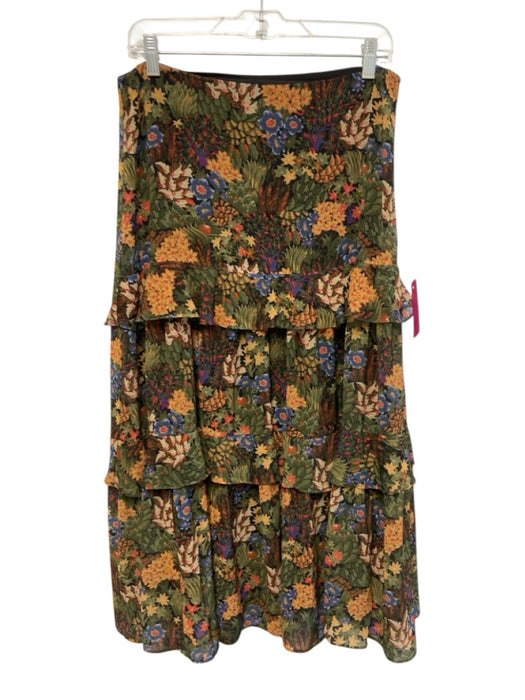 J Mclaughlin Size 8 Green, Blue, Yellow Polyester High Rise Floral Maxi Skirt Green, Blue, Yellow / 8
