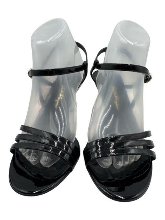 Salvatore Ferragamo Shoe Size 9.5 Black Patent Leather Ankle Strap Sandals Black / 9.5