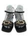 Salvatore Ferragamo Shoe Size 10 Black & Gold Leather Square Toe Sandals Black & Gold / 10