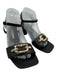 Salvatore Ferragamo Shoe Size 10 Black & Gold Leather Square Toe Sandals Black & Gold / 10