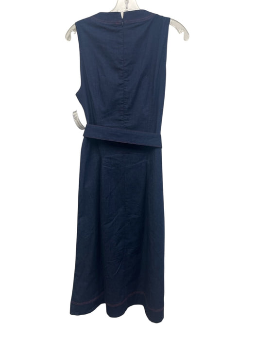 S'edge Size M Dark Wash Cotton Blend Chambray Sleeveless Pleat Detail Dress Dark Wash / M