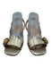 Vinci Shoe Size 40 Gold Tone Leather Upper Metallic Crystal Details Sandals Gold Tone / 40