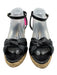 Stuart Weitzman Shoe Size 9.5 Black Leather Upper open toe Wedge Espadrille Black / 9.5