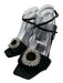 Alexandre Birman Shoe Size 40.5 Black Leather Suede Square Open Toe Sandals Black / 40.5