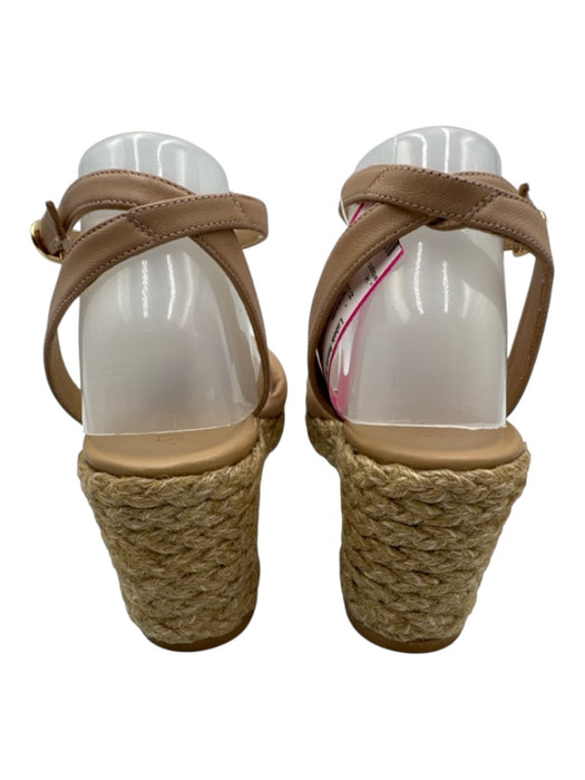 Stuart Weitzman Shoe Size 9.5 Beige Leather Upper Ankle Wrap Open Toe Espadrille Beige / 9.5