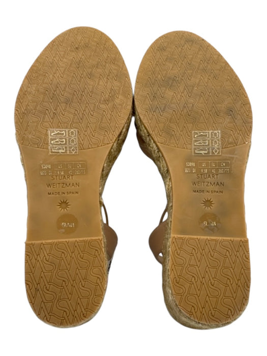 Stuart Weitzman Shoe Size 9.5 Beige Leather Upper Ankle Wrap Open Toe Espadrille Beige / 9.5