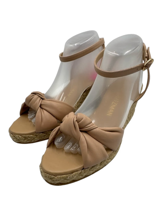 Stuart Weitzman Shoe Size 9.5 Beige Leather Upper Ankle Wrap Open Toe Espadrille Beige / 9.5
