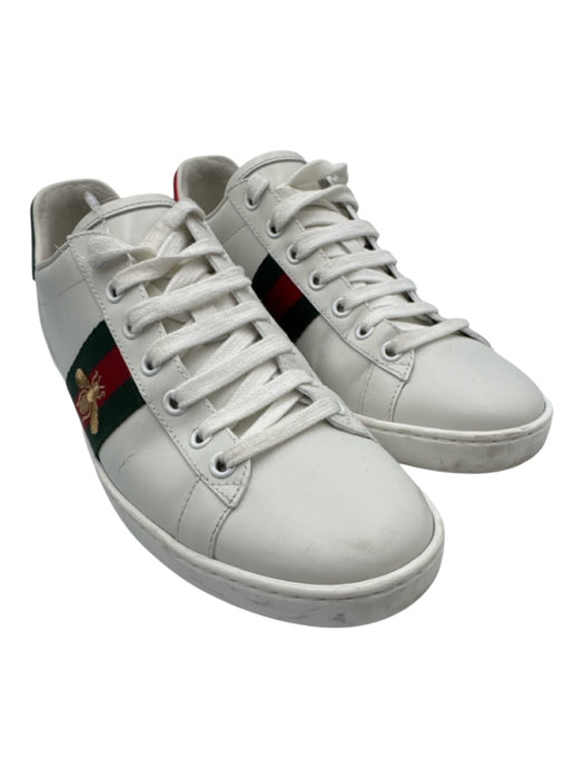 Gucci Shoe Size 39 White, Green, Red Leather Upper Lace Up Gucci Web Sneakers White, Green, Red / 39