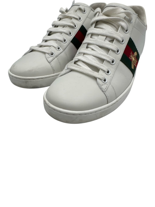 Gucci Shoe Size 39 White, Green, Red Leather Upper Lace Up Gucci Web Sneakers White, Green, Red / 39