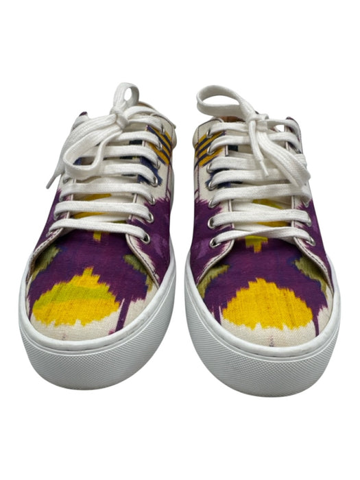 Ralph Lauren Shoe Size 40 Purple, Yellow, White Leather & Canvas Sneakers Purple, Yellow, White / 40