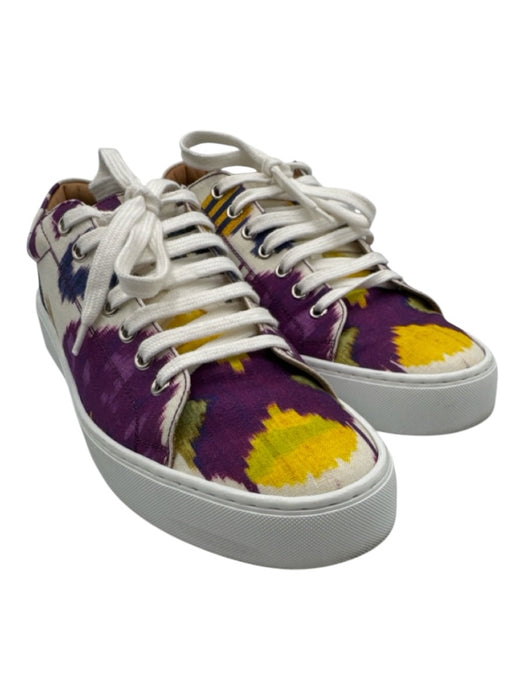Ralph Lauren Shoe Size 40 Purple, Yellow, White Leather & Canvas Sneakers Purple, Yellow, White / 40