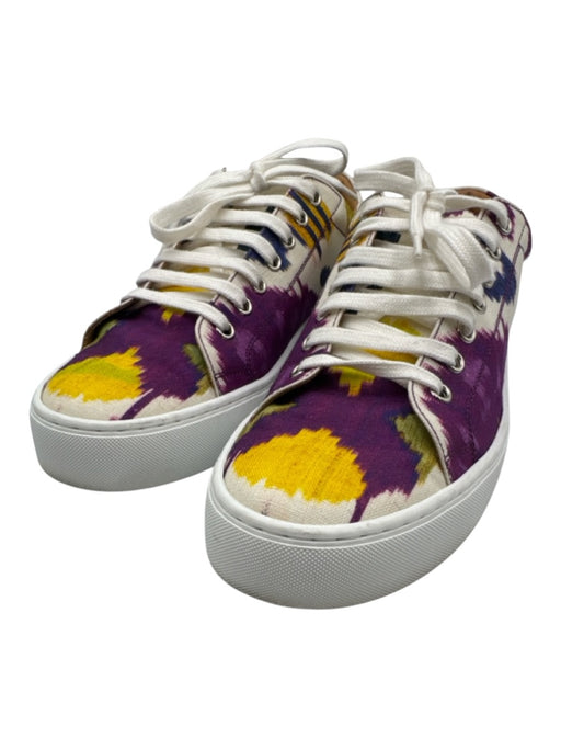 Ralph Lauren Shoe Size 40 Purple, Yellow, White Leather & Canvas Sneakers Purple, Yellow, White / 40
