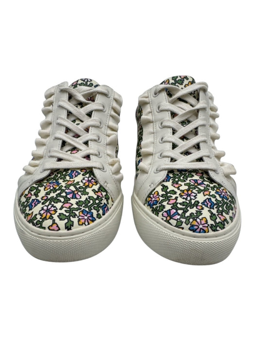 Tory Burch Shoe Size 9 Green, Blue, Pink Leather Upper Ruffle Floral Sneakers Green, Blue, Pink / 9