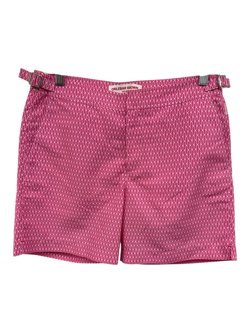 Orlebar Brown Size 30 Pink & White Polyester All Over Print Men's Shorts Pink & White / 30