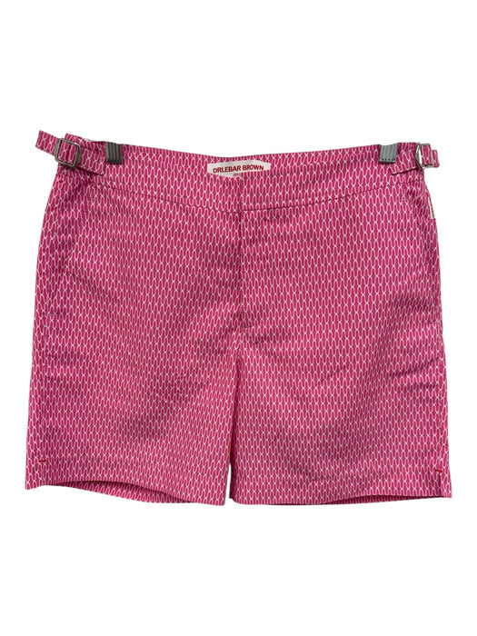 Orlebar Brown Size 30 Pink & White Polyester All Over Print Men's Shorts Pink & White / 30