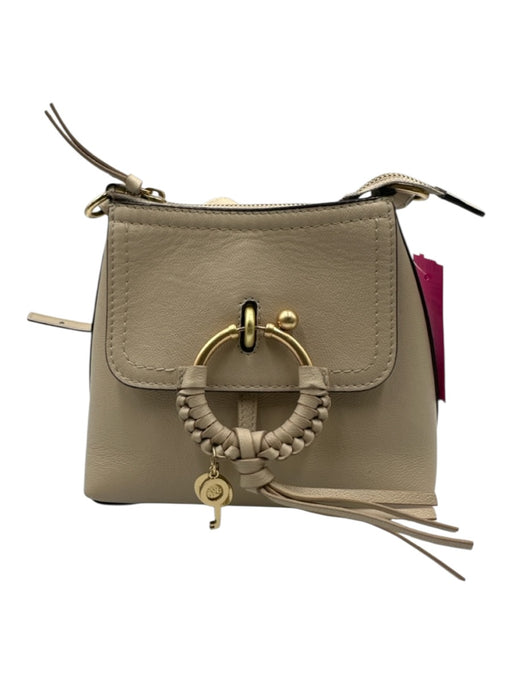 See By Chloe Beige Leather Gold hardware Zip Close Backpack Mini Bag Beige / XS