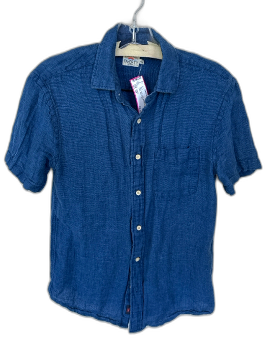 Faherty Size XS Navy Linen Collar Button Down Men's Shirt Navy / XS
