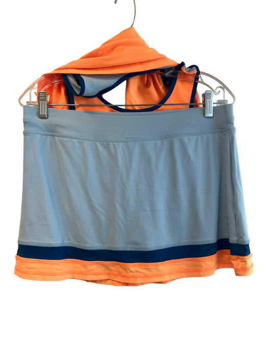 Sofibella Size M Orange & Blue Nylon Blend Athletic Mini Skirt Striped Skirt Set Orange & Blue / M