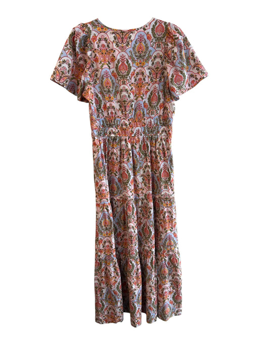 Anthropologie Size M Blue, Pink & Multi Cotton Maxi Floral Short Sleeve Dress Blue, Pink & Multi / M