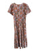 Anthropologie Size M Blue, Pink & Multi Cotton Maxi Floral Short Sleeve Dress Blue, Pink & Multi / M