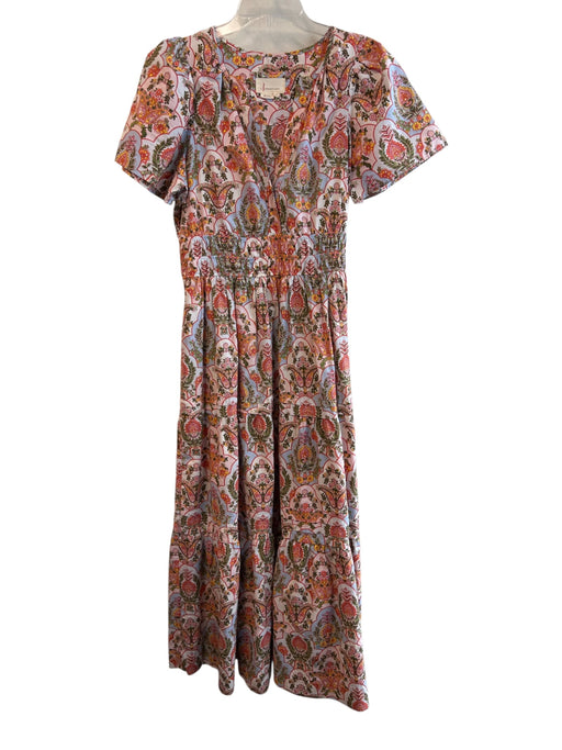 Anthropologie Size M Blue, Pink & Multi Cotton Maxi Floral Short Sleeve Dress Blue, Pink & Multi / M