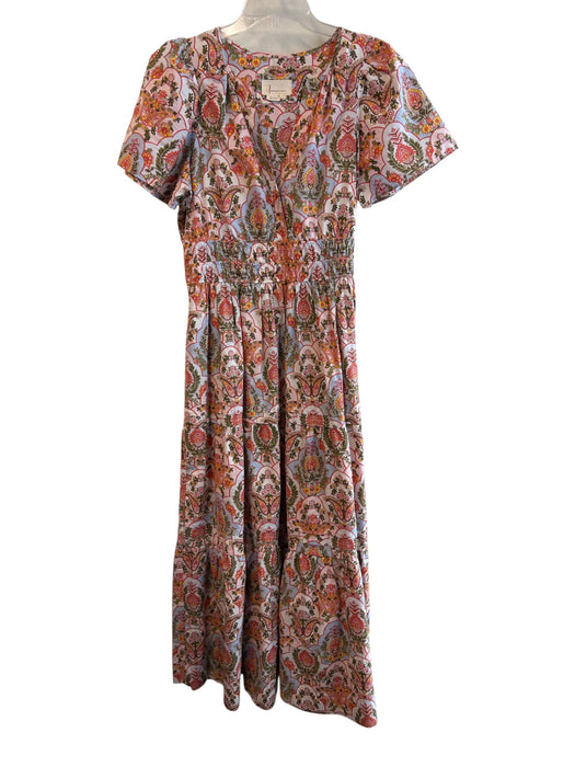 Anthropologie Size M Blue, Pink & Multi Cotton Maxi Floral Short Sleeve Dress Blue, Pink & Multi / M