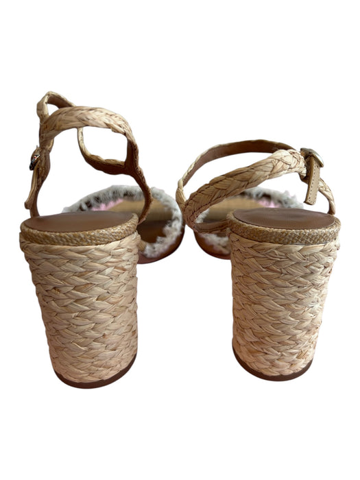Kate Spade Shoe Size 6.5 B Beige & White Tweed & Leather Tassel Detail Heels Beige & White / 6.5 B