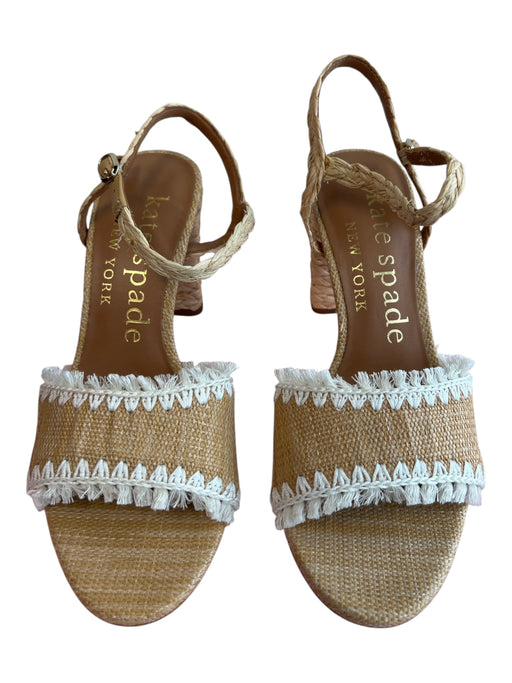 Kate Spade Shoe Size 6.5 B Beige & White Tweed & Leather Tassel Detail Heels Beige & White / 6.5 B