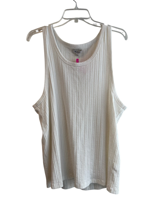 Madewell Size M Cream Cotton Blend Scoop Neck Sleeveless Knit Top Cream / M