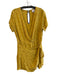 ett:twa Size XL Mustard Yellow Viscose V Neck Short Sleeve Tie Front Romper Mustard Yellow / XL