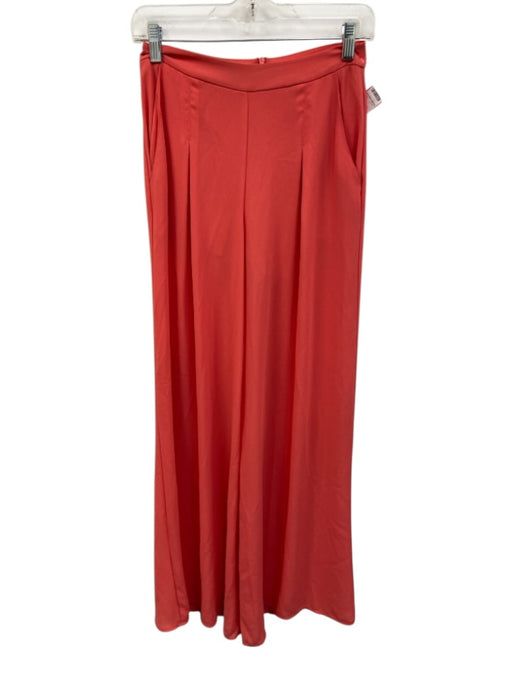 ASTR Size XS Salmon Orange Polyester Chiffon Back Zip Mid Rise Wide Leg Pants Salmon Orange / XS
