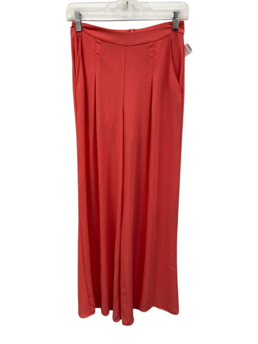 ASTR Size XS Salmon Orange Polyester Chiffon Back Zip Mid Rise Wide Leg Pants Salmon Orange / XS
