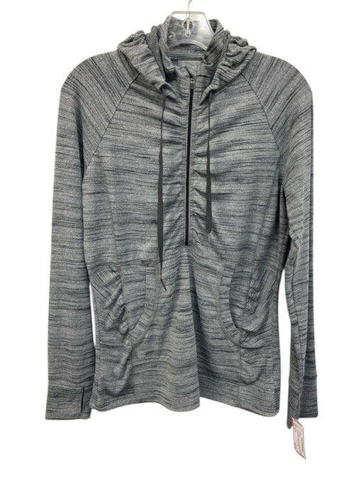 Athleta Size M Gray & Black Polyester Heathered 1/4 Zip Pockets Hoodie Jacket Gray & Black / M