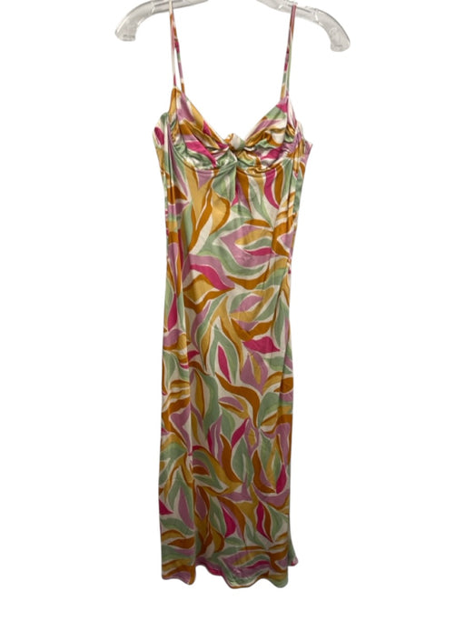 ASTR The Label Size Small Pink, Orange, Green Viscose Spaghetti Strap Knot Dress Pink, Orange, Green / Small