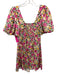 For Love & Lemons Size XS Pink, Orange, Green Viscose Blend Floral Ruched Dress Pink, Orange, Green / XS