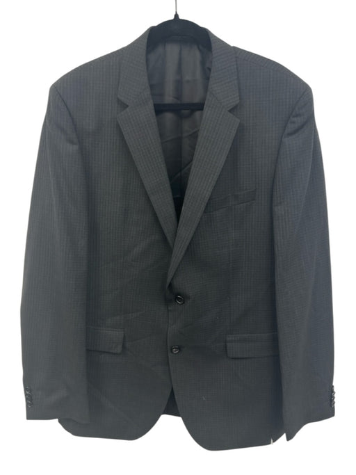 Hugo Boss Gray & Navy Print Virgin Wool Plaid 2 Button Men's Suit Gray & Navy Print / 44L