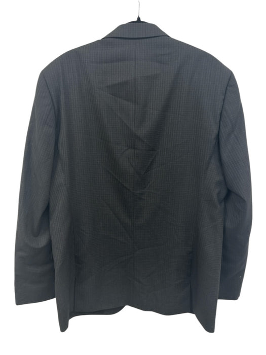 Hugo Boss Gray & Navy Print Virgin Wool Plaid 2 Button Men's Suit Gray & Navy Print / 44L