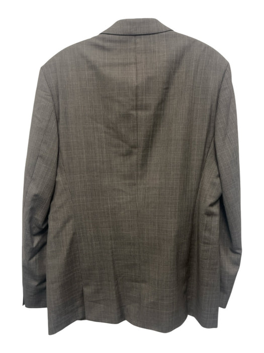 Hugo Boss Gray & Brown Virgin Wool Plaid 2 Button Men's Suit Gray & Brown / 46L