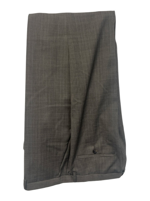 Hugo Boss Gray & Brown Virgin Wool Plaid 2 Button Men's Suit Gray & Brown / 46L