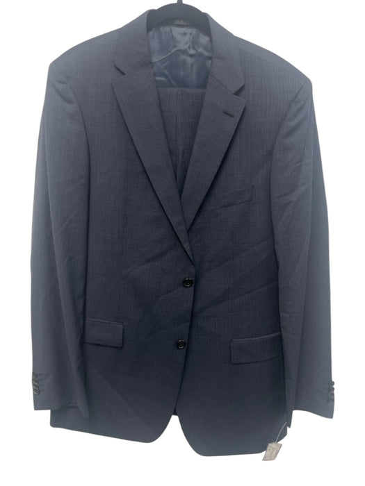 Hugo Boss Navy Blue Virgin Wool All Over Print 2 Button Men's Suit Navy Blue / 44L