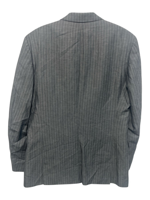 Hugo Boss Gray & White Virgin Wool Striped 2 Button Men's Suit Gray & White / 44L