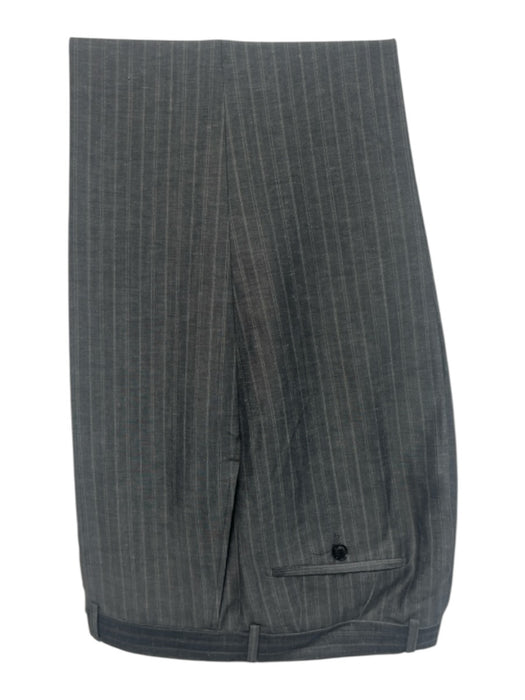 Hugo Boss Gray & White Virgin Wool Striped 2 Button Men's Suit Gray & White / 44L