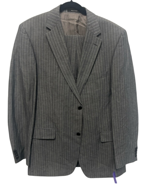 Hugo Boss Gray & White Virgin Wool Striped 2 Button Men's Suit Gray & White / 44L