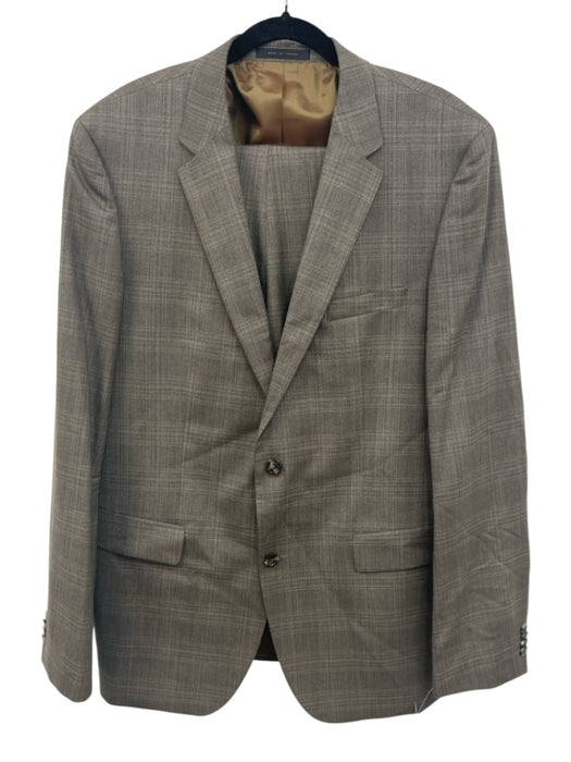 Hugo Boss Brown & Beige Virgin Wool Plaid 2 Button Men's Suit Brown & Beige / 44L