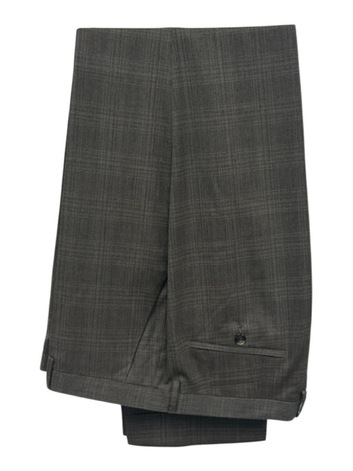 Hugo Boss Brown & Beige Virgin Wool Plaid 2 Button Men's Suit Brown & Beige / 44L