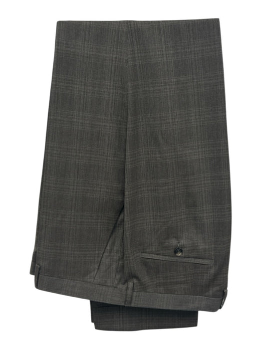 Hugo Boss Brown & Beige Virgin Wool Plaid 2 Button Men's Suit Brown & Beige / 44L