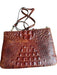 Brahmin Brown Leather Croc Embossed Crossbody Strap Zip Close Bag Brown / S