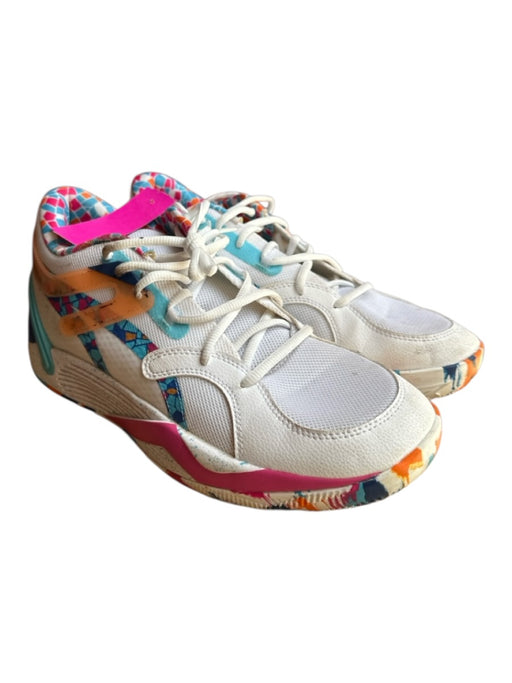 Puma Shoe Size 10 White & Blue Canvas & Leather Perforated Mid Top Sneakers White & Blue / 10